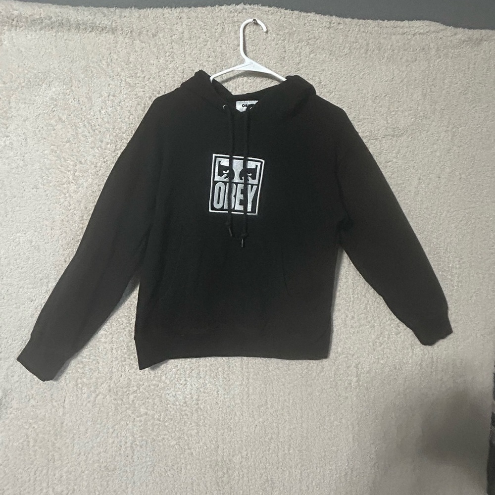 Obey Black Hoodie With Eyes  Size Small. Grunge Trendy Y2K 90’s